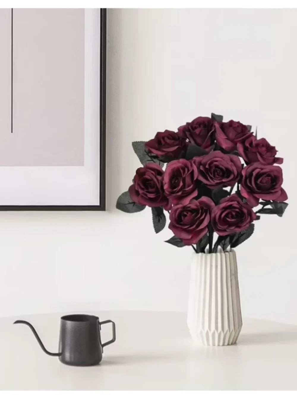 10pc Long Stem Wine Red Silk Roses Flowers Wedding Halloween Fall Table Decor